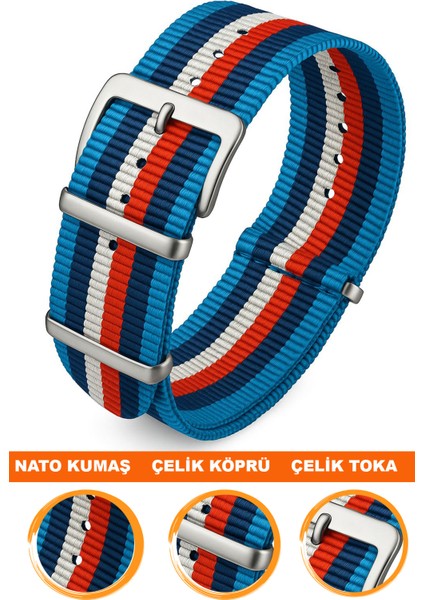 18MM-20MM-22MM-42MM Saatlerle Uyumlu Nato Kumaş Tekstil Saat Kordonu Kayışı Nato-Model-42