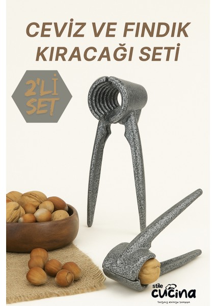 Ceviz ve Fındık Kıracağı Seti – Paslanmaz Çelik, Ergonomik, Profesyonel Kullanıma Uygundur