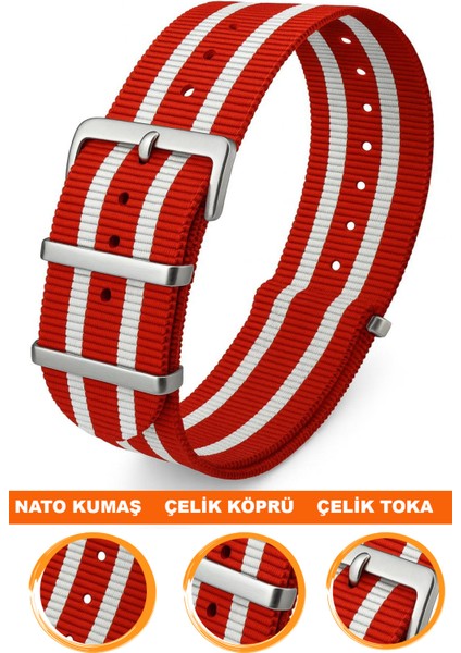 18MM-20MM-22MM-32MM Saatlerle Uyumlu Nato Kumaş Tekstil Saat Kordonu Kayışı Nato-Model-32