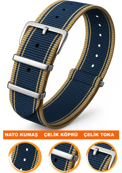 18MM-20MM-22MM-41MM Saatlerle Uyumlu Nato Kumaş Tekstil Saat Kordonu Kayışı Nato-Model-41