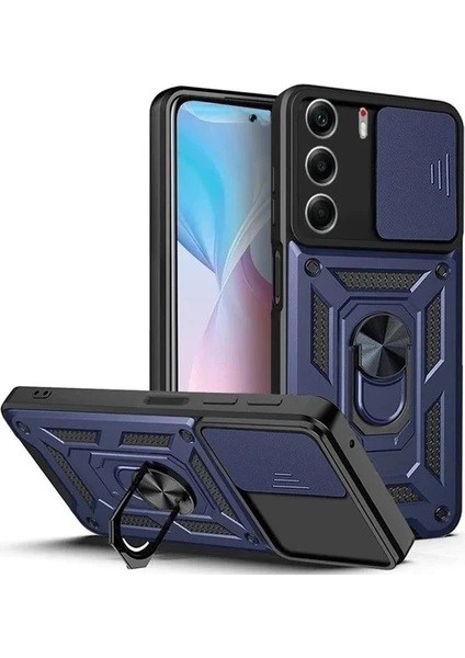 Tecno Camon 40 4g Kılıf Ultra Korumalı Manyetik Yüzüklü Kamera Korumalı Sürgülü Vega Kapak