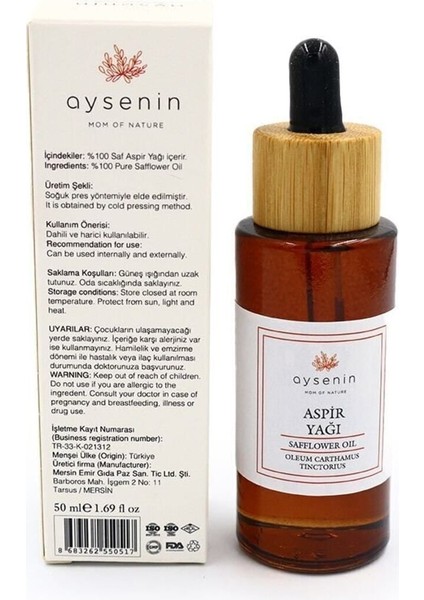 Aspir Tohumu Yağı / Safflower Seed Oil 50ML. fırsatları