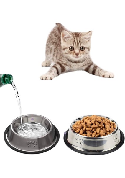 Paslanmaz Çelik Kaymaz Tabanlı Kedi/köpek Mama ve Su Kabı fırsatları