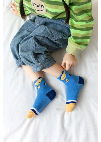 5 Çift Dinazor Desenli Indigo Bebek Çorap ve Çocuk Çorabı Hobins Sportswear & Company