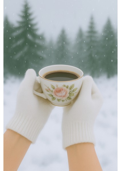 Beyaz Peluş Kışlık Yumuşak Dokulu Eldiven (Standart) fiyatları