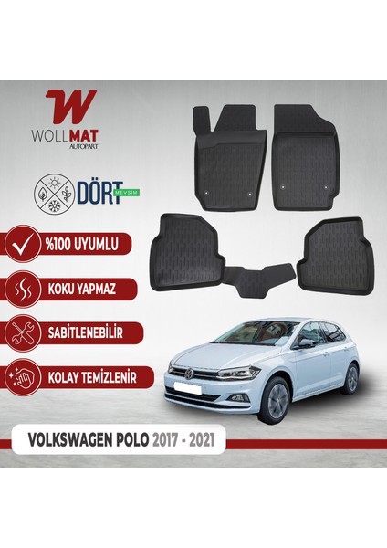 Volkswagen Polo Paspas 2017 2021 Arası 3D Havuzlu Paspas Seti
