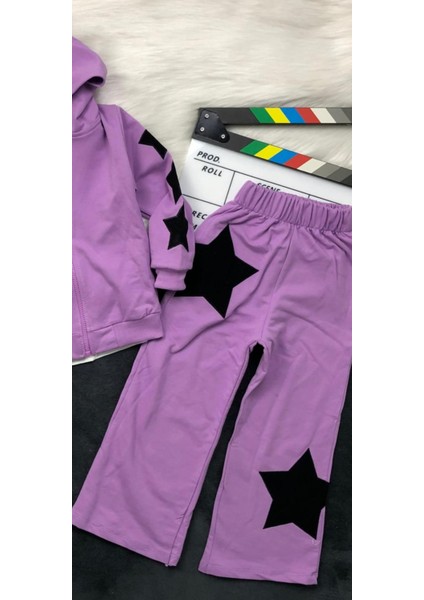 Kız Çocuk Yıldız Aplike Üçlü Takım - Hırka - Body - Pantolon - %100 Pamuklu modelleri