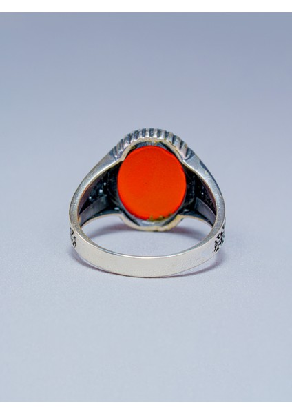 Doğal Kırmızı Akik Taşlı 925 Ayar Gümüş Erkek Yüzük – El Yapımı Tasarım fırsatları