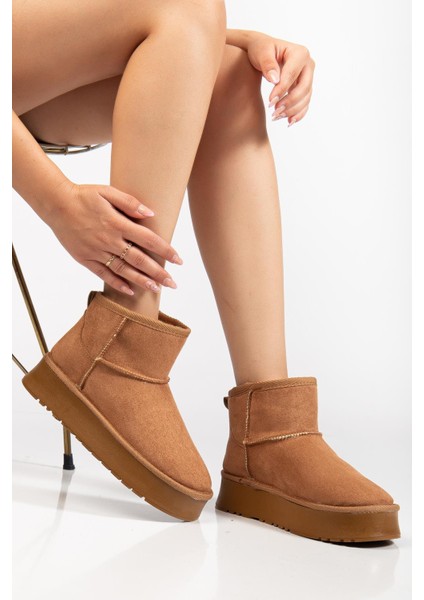 Suins Camila Model Içi Komple Kürklü Kadın Siyah Taba Ten Bot