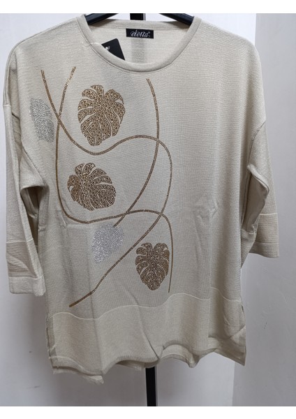 Büyük Beden Simli Örme Taş Işlemeli Truvakar Kol 42-44-46-48 Bedenlere 70 cm Boy Merserize Bluz fırsatları