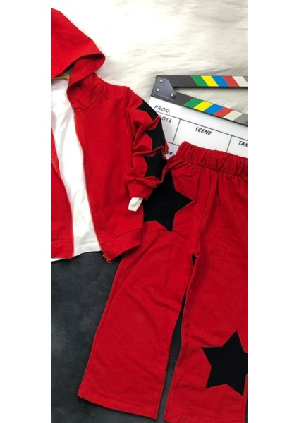 Kız Çocuk Yıldız Aplike Üçlü Takım - Hırka - Body - Pantolon - %100 Pamuklu fiyatları