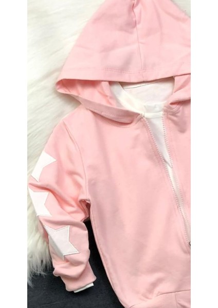 Kız Çocuk Yıldız Aplike Üçlü Takım - Hırka - Body - Pantolon - %100 Pamuklu fırsatları