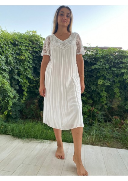Kadın Beyaz Dantelli Elbise fırsatları