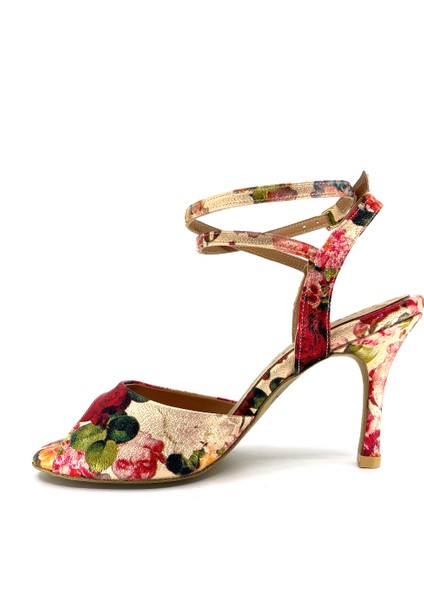 𝐅𝐋𝐎𝐑𝐀𝐍𝐀 | 𝐆𝐄𝐋𝐓𝐎𝐍𝐘® Tango • Düğün • Gece • Özel Gün • Çiçek Desenli Parlak Kumaşlı Zarif Kadın Topuklu Ayakkabı fiyatları