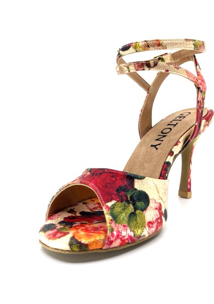 𝐅𝐋𝐎𝐑𝐀𝐍𝐀 | 𝐆𝐄𝐋𝐓𝐎𝐍𝐘® Tango • Düğün • Gece • Özel Gün • Çiçek Desenli Parlak Kumaşlı Zarif Kadın Topuklu Ayakkabı indirimleri