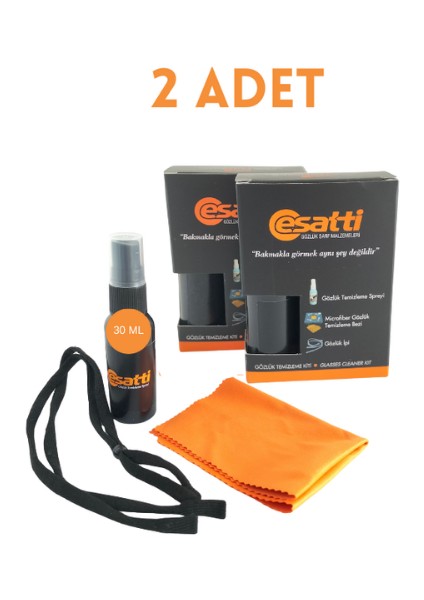 2 Adet Gözlük Temizleme Kiti, Gözlük Temizleme Spreyi, Mikrofiber Temizleme Mendili ve Gözlük Ipi