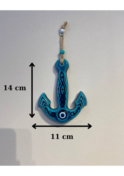 El Yapımı Seramik Çapa Duvar Süsü – 14X11 cm Nazar Boncuklu Marin Temalı Askılı Dekoratif Obje indirimleri