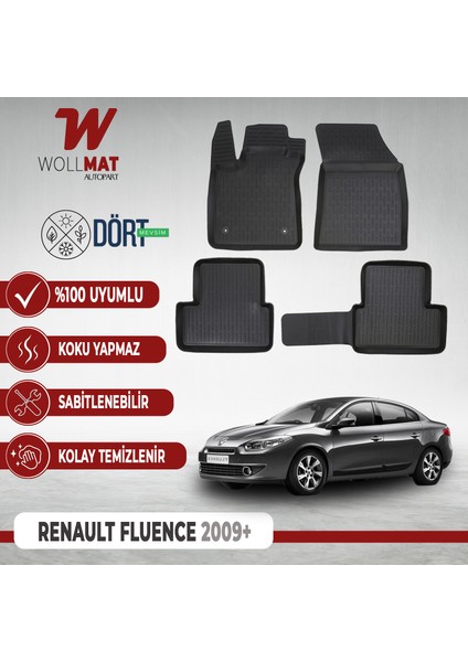 Renault Fluence Uyumlu Paspas 2009 Sonrası 3D Havuzlu Paspas Seti