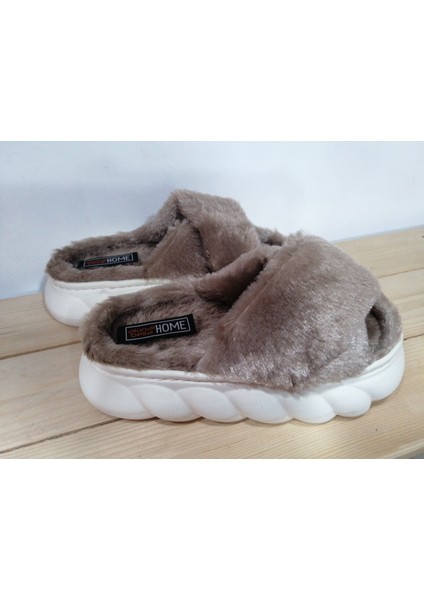 Çapraz Bantlı Rahat Yumuşak Tabanlı Tüylü Şık Ev Kış Terliği fiyatları