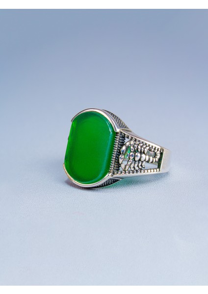 Erkek 925 Ayar Gümüş Yüzük – Yeşil Akik Taşlı, Özel Tasarım- Şık Hediye Seçeneği modelleri