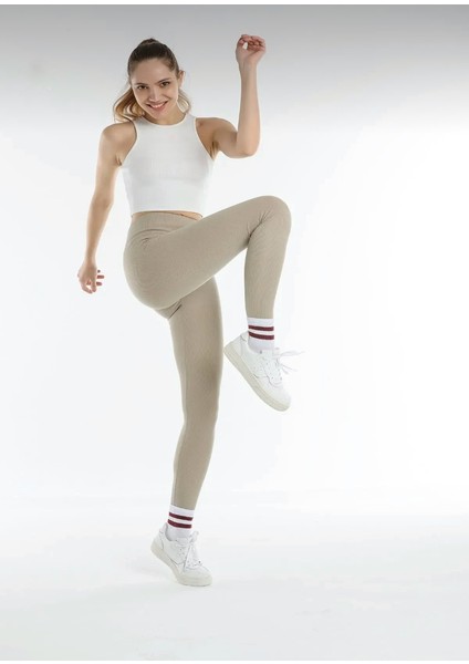 Premium Içi Polarlı, Şardonlu, Fitilli, Toparlayıcı Interlok Kışlık Örme Tayt