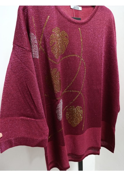 Büyük Beden Simli Örme Taş Işlemeli Truvakar Kol 42-44-46-48 Bedenlere 70 cm Boy Merserize Bluz fiyatları