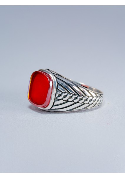 Erkek Doğal Kırmızı Akik Taşlı 925 Ayar Gümüş Yüzük – El Yapımı, Şık Hediye Seçene fiyatları