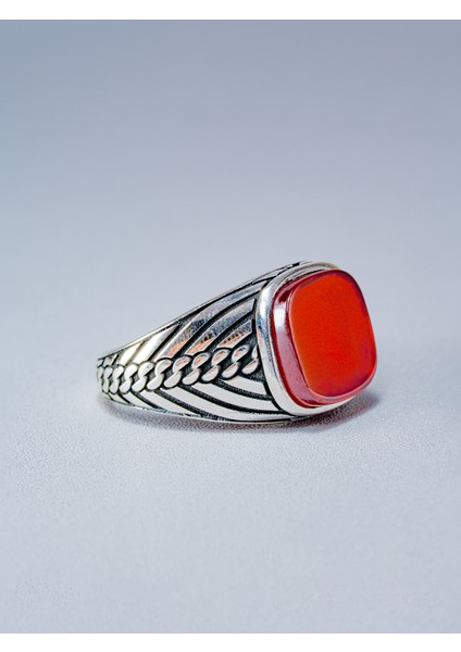 Erkek Doğal Kırmızı Akik Taşlı 925 Ayar Gümüş Yüzük – El Yapımı, Şık Hediye Seçene modelleri