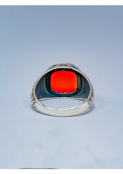 Erkek Doğal Kırmızı Akik Taşlı 925 Ayar Gümüş Yüzük – El Yapımı, Şık Hediye Seçene fırsatları