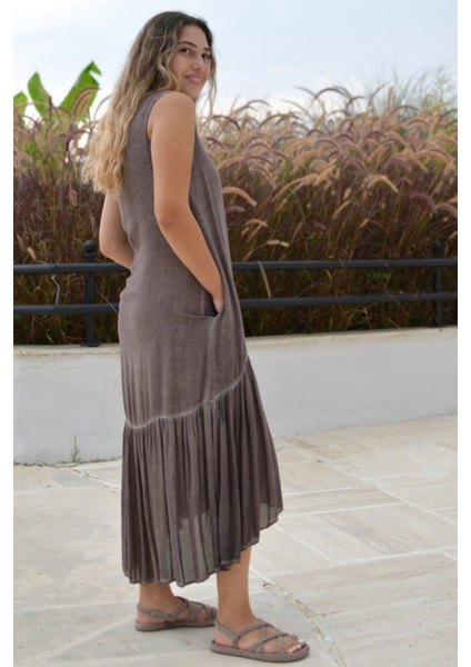 Kadın Kahve Naturel Uzun Elbise fiyatları