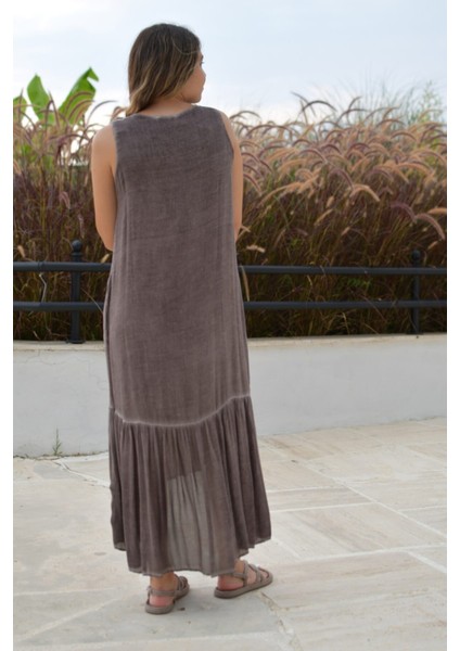 Kadın Kahve Naturel Uzun Elbise modelleri