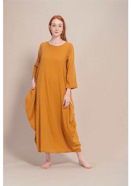 Hardal Uzun Kollu Volanlı Elbise fiyatları