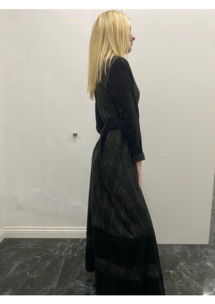 Kadın Uzun Kollu Nubuk Kadife Uzun Elbise fırsatları