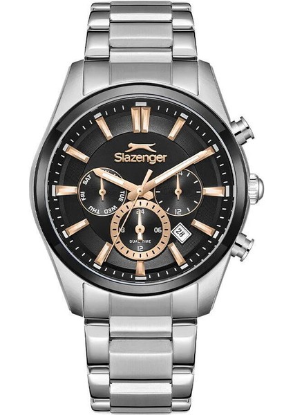 SL.09.2498.2.01 Erkek Kol Saati | Rose Gold Detaylı Çelik ve Siyah Şıklık