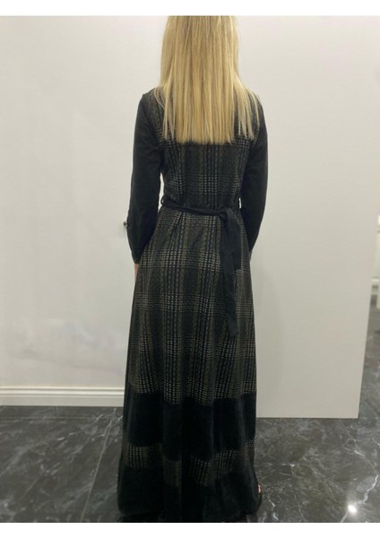 Kadın Uzun Kollu Nubuk Kadife Uzun Elbise fiyatları