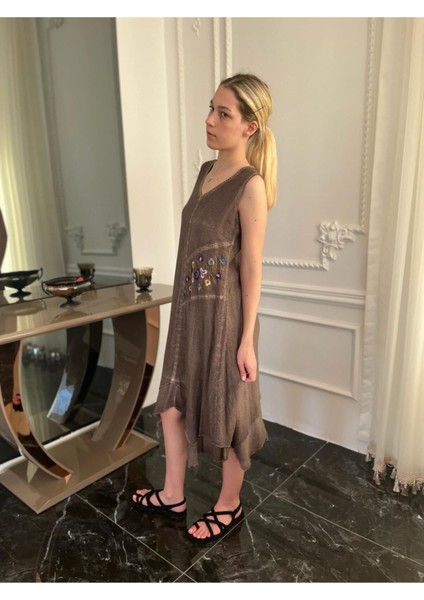 Kadın Organik Pamuk Kolsuz Uzun Otantik Elbise fiyatları