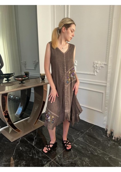 Kadın Organik Pamuk Kolsuz Uzun Otantik Elbise fırsatları
