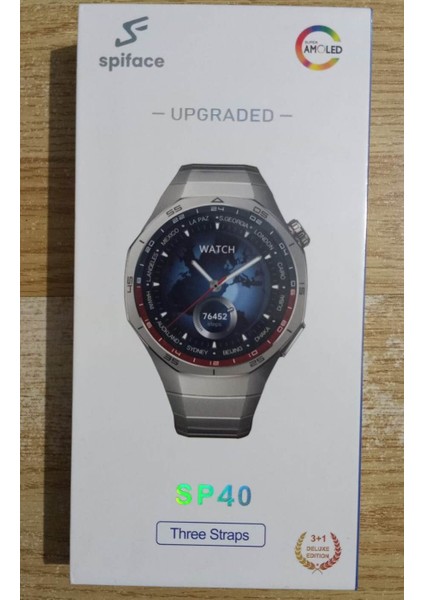 Spiface SP40 Amoled Ekranlı Çok Fonksiyonlu Akıllı Saat 3 Kordonlu modelleri