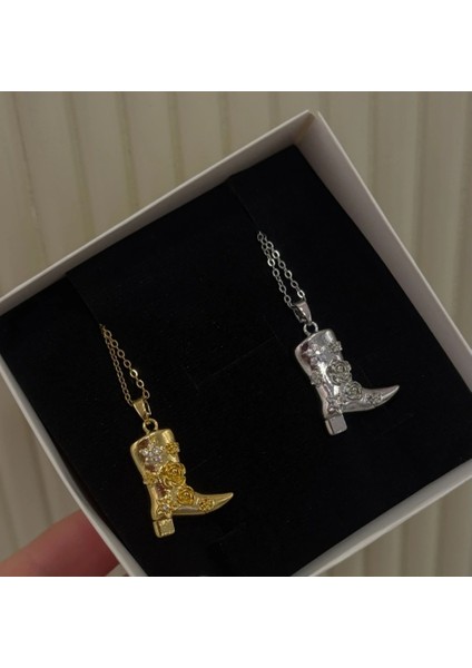 Kovboy Çizme Detaylı Çelik Gold Kolye fırsatları