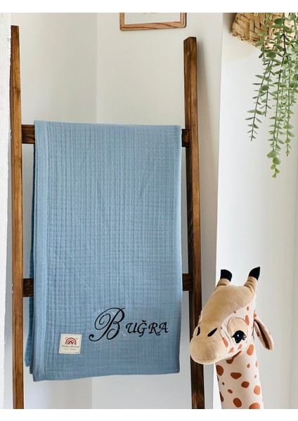 Ftbabycollection %100 Pamuk 4 Katlı Müslin Kişiselleştirilebilir Isim Nakışlı Bebek BATTANIYESI 100X110 CM modelleri