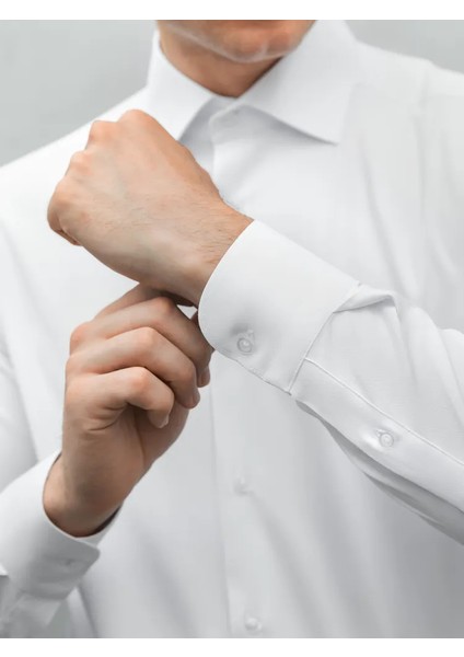 Slim Fit Uzun Kollu Kolay Ütü Teri Emen Nefes Alan Doku Kravatlık Siyah Erkek Gömlek fırsatları