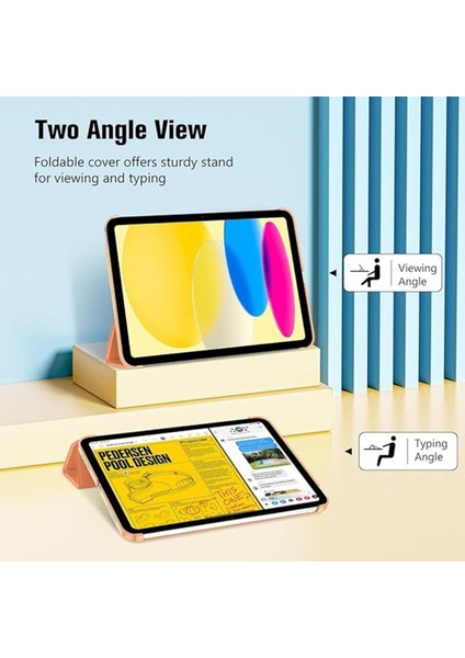 Ipad 10.nesil 10.9 Inç A2695/A2757 /A2777 Uyumlu Uyku Modlu Yatay Standlı Sert Smart Tablet Kılıfı