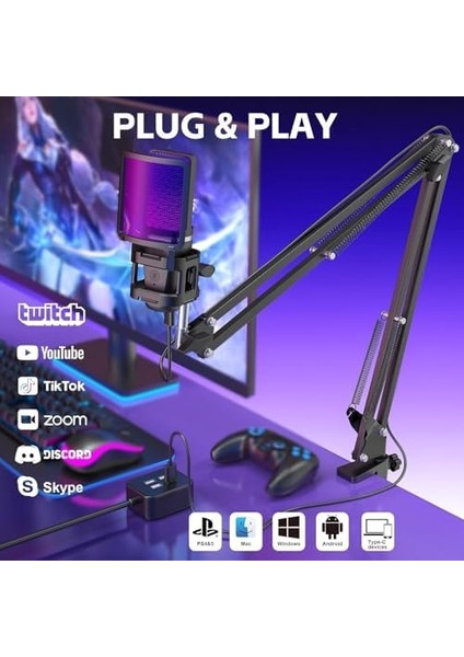 Podcast Rgb Mikrofon Kiti Twitch Youtuber ve Canlı Yayın Için Özel Mikrofon A68S (A68S) fiyatları