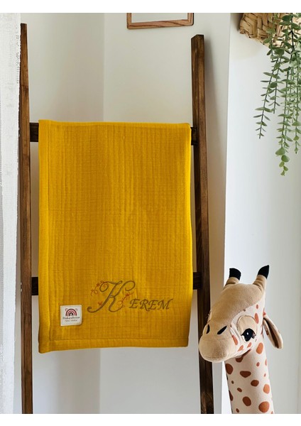 Ftbabycollection %100 Pamuk 4 Katlı Müslin Kişiselleştirilebilir Isim Nakışlı Bebek BATTANIYESI 100X110 CM modelleri