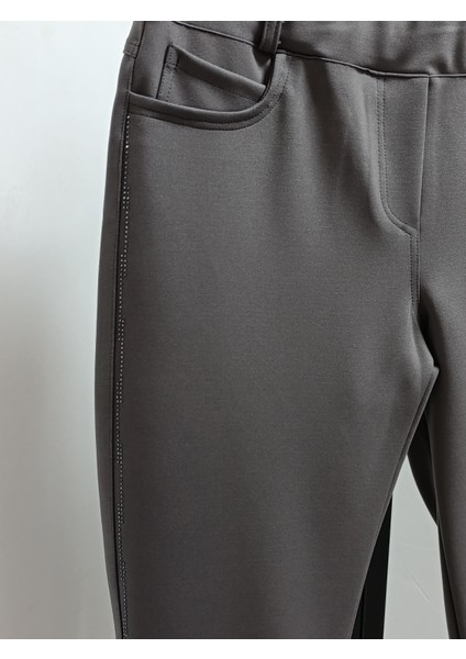 Büyük Beden Yanları Taşlı Likralı Toparlayıcı Ince Gösteren Dar Paça Bilek Boyda Punto Pantolon modelleri