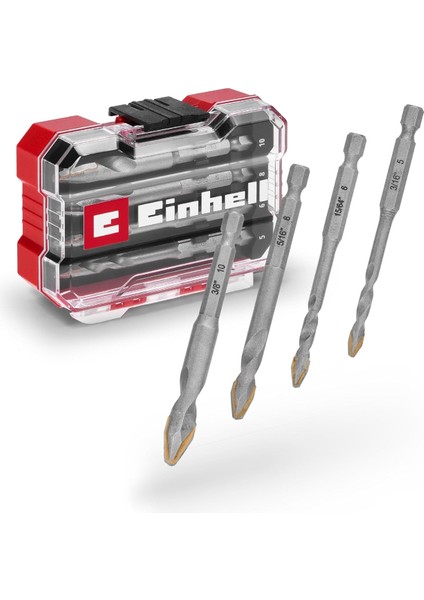 Einhell Xs-Case 4-Parça Seramik Ucu Seti (Özel Taşlanmış Karbür Plaka, Merkez Nokta, E 6.3 Şaft, Saklama Kutusu Dahil) - 49051404