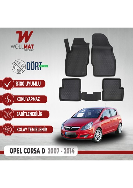 Opel Corsa D Paspas 2007 2014 Arası Uyumlu 3D Havuzlu Paspas Seti