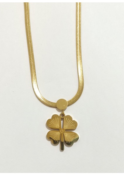 Ezme Zincirli Yonca Çelik Kolye Yonca Kolye Ezme Zincir Kolye