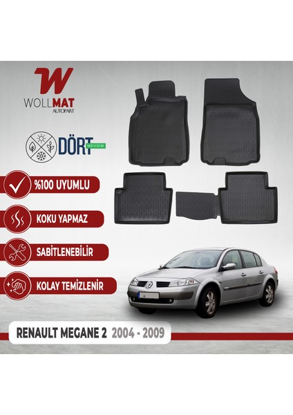 Renault Megane 2 Paspas 2004 2009 Arası 3D Havuzlu Paspas Seti