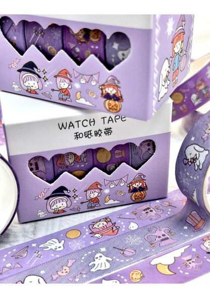 Sevimli Cadılar 4'lü Washi Bant Set Mor /washi Tape/masking Tape/desenli Bant fırsatları